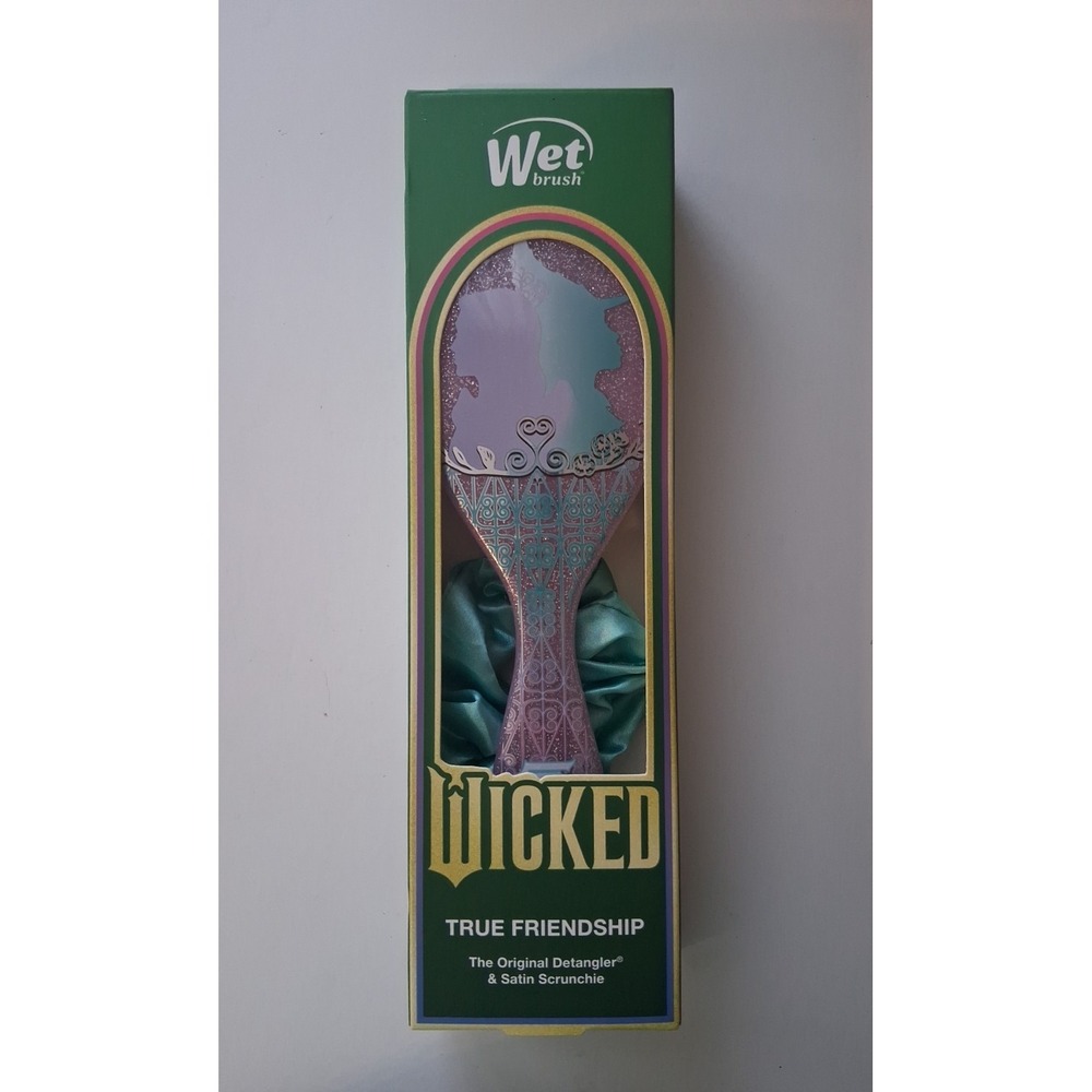 Wicked Wet Brush True Friendship Detangler Set Satin Scrunchie New